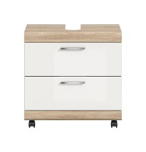 Waschbeckenunterschrank >Lambada< in Eiche Dekor / Weiß - 60x60x34cm (BxHxT)