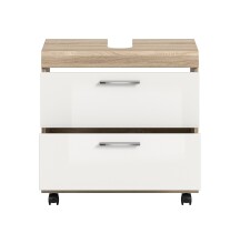 Waschbeckenunterschrank >Lambada< in Eiche Dekor / Weiß - 60x60x34cm (BxHxT)