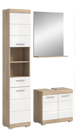 Badezimmer-Set >Lambada< in Eiche Dekor / Weiß - 112x191x34cm (BxHxT)