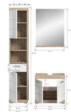 Badezimmer-Set >Lambada< in Eiche Dekor / Weiß - 112x191x34cm (BxHxT)