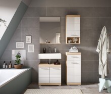 Badezimmer-Set >Lambada< in Eiche Dekor / Weiß - 112x191x34cm (BxHxT)