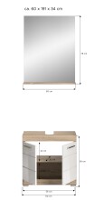Badezimmer-Set >Lambada< in Eiche Dekor / Weiß - 60x191x34cm (BxHxT)