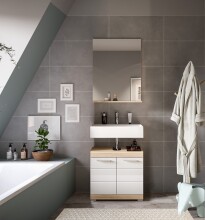 Badezimmer-Set >Lambada< in Eiche Dekor / Weiß - 60x191x34cm (BxHxT)