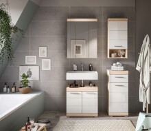Badezimmer-Set >Lambada< in Eiche Dekor / Weiß - 112x191x34cm (BxHxT)