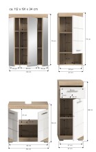 Badezimmer-Set >Lambada< in Eiche Dekor / Weiß - 112x191x34cm (BxHxT)