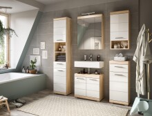 Badezimmer-Set >Lambada< in Eiche Dekor / Weiß - 60x191x34cm (BxHxT)