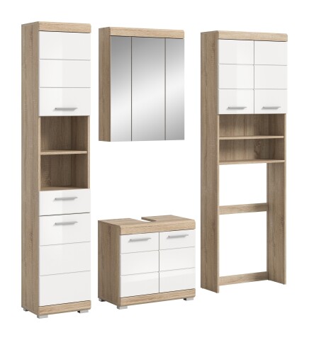 Badezimmer-Set >Lambada< in Eiche Dekor / Weiß - 190x191x34cm (BxHxT)