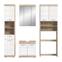 Badezimmer-Set >Lambada< in Eiche Dekor / Weiß - 190x191x34cm (BxHxT)