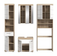 Badezimmer-Set >Lambada< in Eiche Dekor / Weiß - 190x191x34cm (BxHxT)