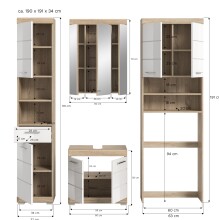 Badezimmer-Set >Lambada< in Eiche Dekor / Weiß - 190x191x34cm (BxHxT)