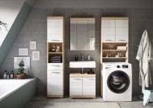 Badezimmer-Set >Lambada< in Eiche Dekor / Weiß - 190x191x34cm (BxHxT)