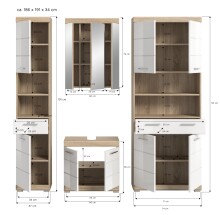 Badezimmer-Set >Lambada< in Eiche Dekor / Weiß - 186x191x34cm (BxHxT)
