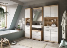 Badezimmer-Set >Lambada< in Eiche Dekor / Weiß - 186x191x34cm (BxHxT)