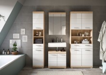 Badezimmer-Set >Lambada< in Eiche Dekor / Weiß - 186x191x34cm (BxHxT)