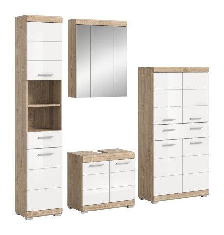 Badezimmer-Set >Lambada< in Eiche Dekor / Weiß - 186x191x34cm (BxHxT)