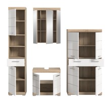Badezimmer-Set >Lambada< in Eiche Dekor / Weiß - 186x191x34cm (BxHxT)