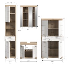 Badezimmer-Set >Lambada< in Eiche Dekor / Weiß - 186x191x34cm (BxHxT)