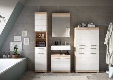 Badezimmer-Set >Lambada< in Eiche Dekor / Weiß - 186x191x34cm (BxHxT)