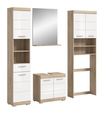 Badezimmer-Set >Lambada< in Eiche Dekor / Weiß - 190x191x34cm (BxHxT)