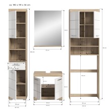 Badezimmer-Set >Lambada< in Eiche Dekor / Weiß - 190x191x34cm (BxHxT)