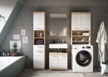 Badezimmer-Set >Lambada< in Eiche Dekor / Weiß - 190x191x34cm (BxHxT)