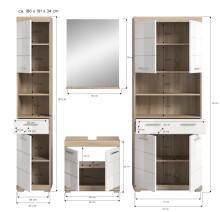 Badezimmer-Set >Lambada< in Eiche Dekor / Weiß - 186x191x34cm (BxHxT)