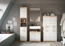 Badezimmer-Set >Lambada< in Eiche Dekor / Weiß - 186x191x34cm (BxHxT)