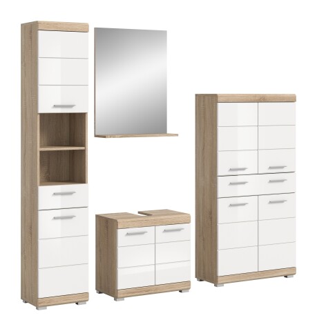 Badezimmer-Set >Lambada< in Eiche Dekor / Weiß  - 186x191x34cm (BxHxT)