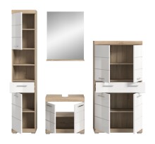 Badezimmer-Set >Lambada< in Eiche Dekor / Weiß  - 186x191x34cm (BxHxT)