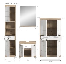 Badezimmer-Set >Lambada< in Eiche Dekor / Weiß  - 186x191x34cm (BxHxT)