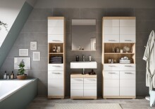 Badezimmer-Set >Lambada< in Eiche Dekor / Weiß  - 186x191x34cm (BxHxT)
