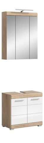 Badezimmer-Set >Lambada< in Eiche Dekor / Weiß  - 60x191x34cm (BxHxT)
