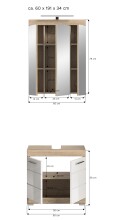 Badezimmer-Set >Lambada< in Eiche Dekor / Weiß  - 60x191x34cm (BxHxT)