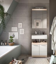 Badezimmer-Set >Lambada< in Eiche Dekor / Weiß  - 60x191x34cm (BxHxT)