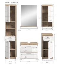Badezimmer-Set >Lambada< in Eiche Dekor / Weiß  - 164x191x34cm (BxHxT)