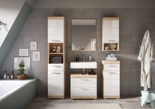 Badezimmer-Set >Lambada< in Eiche Dekor / Weiß  - 164x191x34cm (BxHxT)