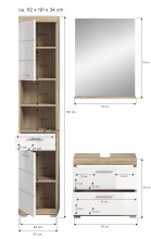 Badezimmer-Set >Lambada< in Eiche Dekor / Weiß  - 112x191x34cm (BxHxT)