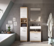 Badezimmer-Set >Lambada< in Eiche Dekor / Weiß  - 112x191x34cm (BxHxT)
