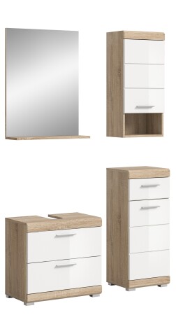 Badezimmer-Set >Lambada< in Eiche Dekor / Weiß  - 112x191x34cm (BxHxT)