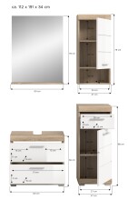 Badezimmer-Set >Lambada< in Eiche Dekor / Weiß  - 112x191x34cm (BxHxT)
