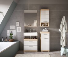 Badezimmer-Set >Lambada< in Eiche Dekor / Weiß  - 112x191x34cm (BxHxT)