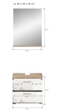 Badezimmer-Set >Lambada< in Eiche Dekor / Weiß  - 60x191x34cm (BxHxT)