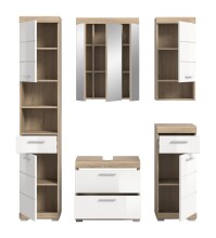 Badezimmer-Set >Lambada< in Eiche Dekor / Weiß  - 164x191x34cm (BxHxT)