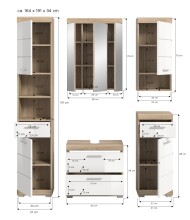 Badezimmer-Set >Lambada< in Eiche Dekor / Weiß  - 164x191x34cm (BxHxT)