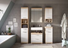 Badezimmer-Set >Lambada< in Eiche Dekor / Weiß  - 164x191x34cm (BxHxT)