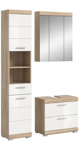Badezimmer-Set >Lambada< in Eiche Dekor / Weiß - 112x191x34cm (BxHxT)