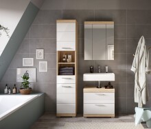 Badezimmer-Set >Lambada< in Eiche Dekor / Weiß - 112x191x34cm (BxHxT)