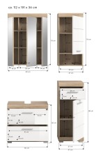Badezimmer-Set >Lambada< in Eiche Dekor / Weiß - 112x191x34cm (BxHxT)