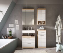 Badezimmer-Set >Lambada< in Eiche Dekor / Weiß - 112x191x34cm (BxHxT)