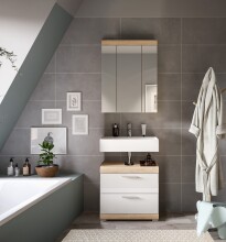Badezimmer-Set >Lambada< in Eiche Dekor / Weiß - 60x191x34cm (BxHxT)